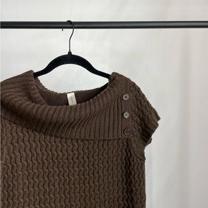 knitted brown top with folded neckline